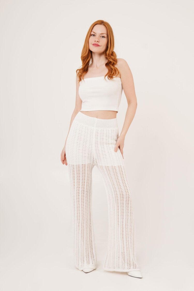 Waist Elastic Openwork Wide Leg WholesalePants