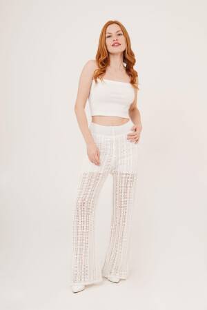 Waist Elastic Openwork Wide Leg WholesalePants - Lustrin - Globality Store - Women Clothes Wholesale Turkey