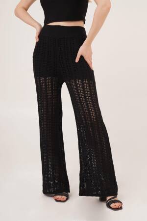 Waist Elastic Openwork Wide Leg WholesalePants - Lustrin - Globality Store - Women Clothes Wholesale Turkey