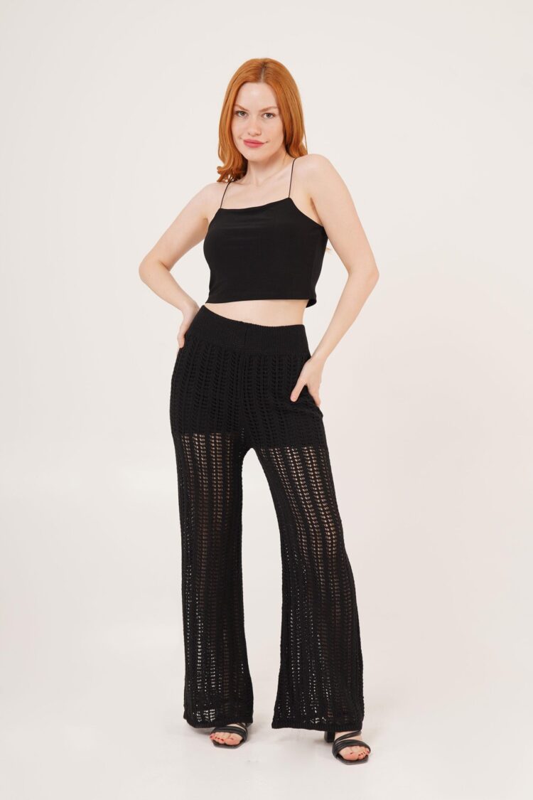Waist Elastic Openwork Wide Leg WholesalePants