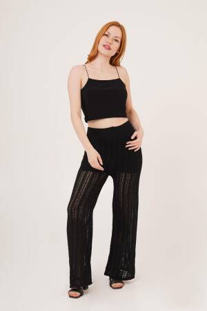 Waist Elastic Openwork Wide Leg WholesalePants - Lustrin - Globality Store - Women Clothes Wholesale Turkey