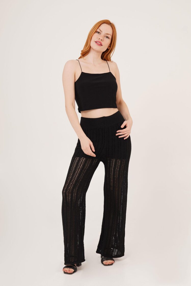 Waist Elastic Openwork Wide Leg WholesalePants