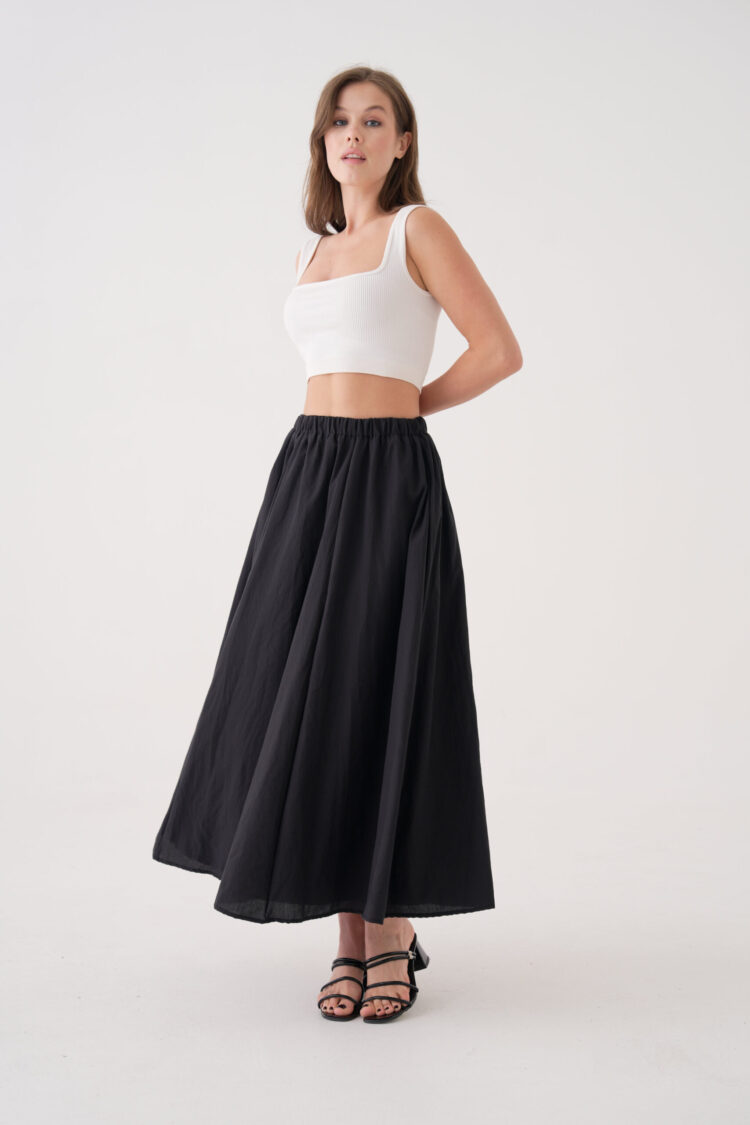 Voile Fabric Ruffle Long Lined Skirt 29062 - First Angels - Globality Store - Women Clothes Wholesale Turkey