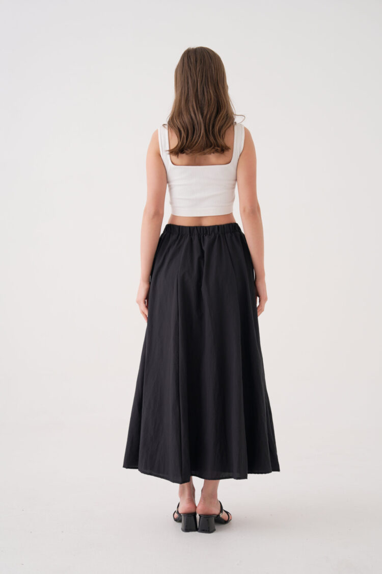Voile Fabric Ruffle Long Lined Skirt 29062