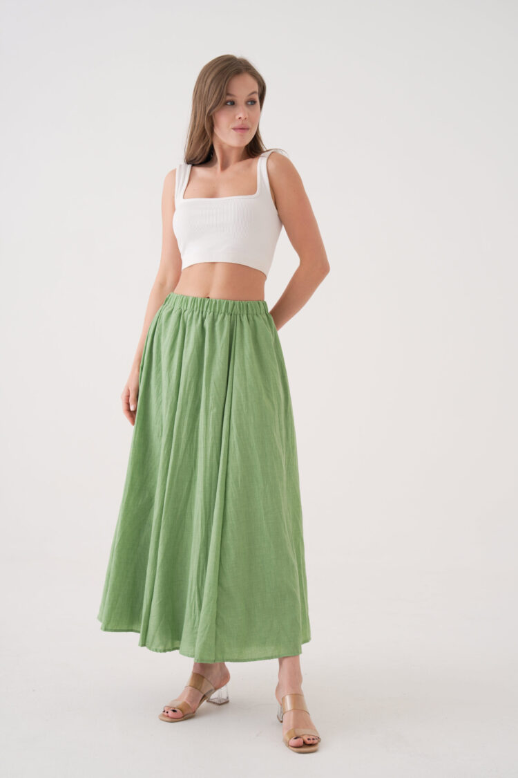 Voile Fabric Ruffle Long Lined Skirt 29062 - First Angels - Globality Store - Women Clothes Wholesale Turkey