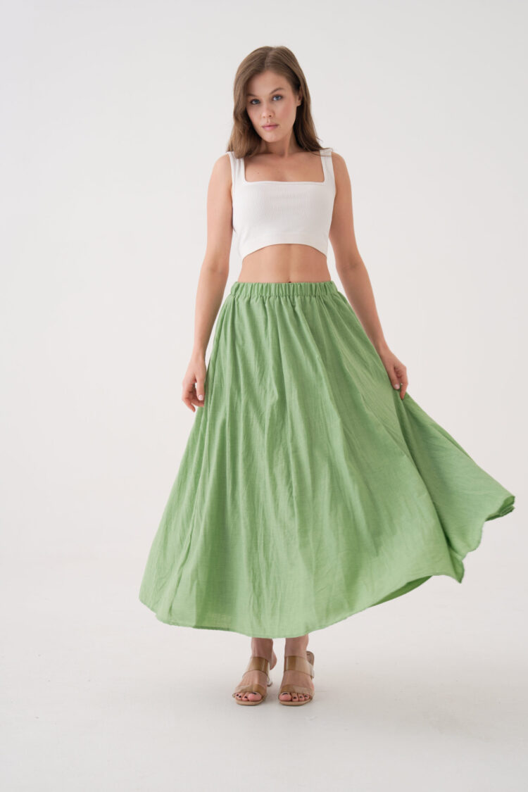 Voile Fabric Ruffle Long Lined Skirt 29062