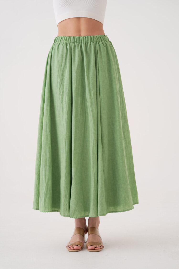 Voile Fabric Ruffle Long Lined Skirt 29062