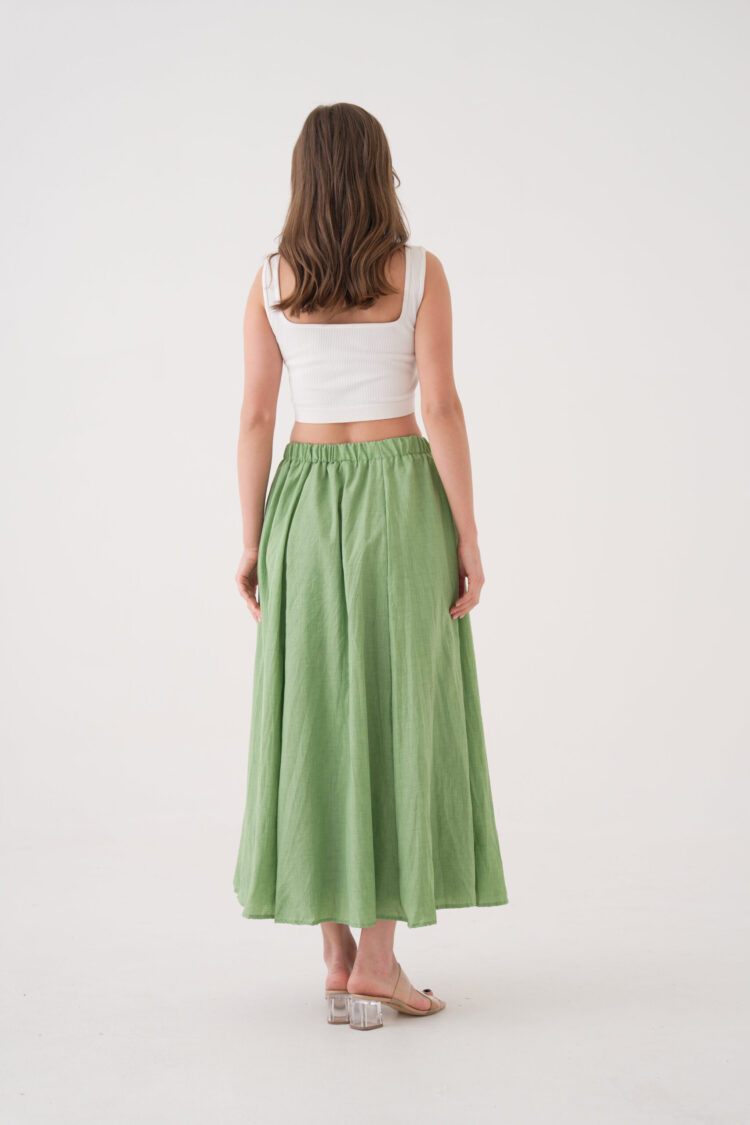 Voile Fabric Ruffle Long Lined Skirt 29062