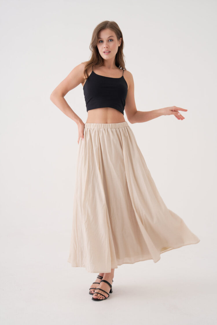 Voile Fabric Ruffle Long Lined Skirt 29062 - First Angels - Globality Store - Women Clothes Wholesale Turkey