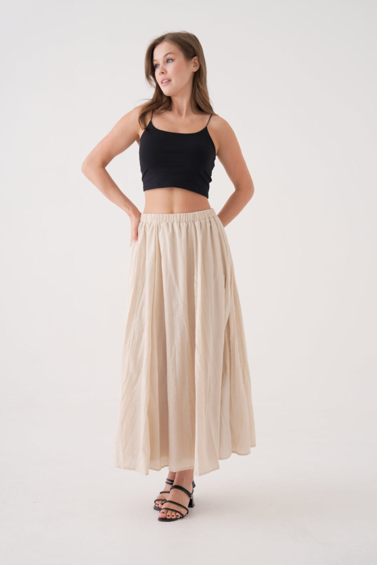Voile Fabric Ruffle Long Lined Skirt 29062