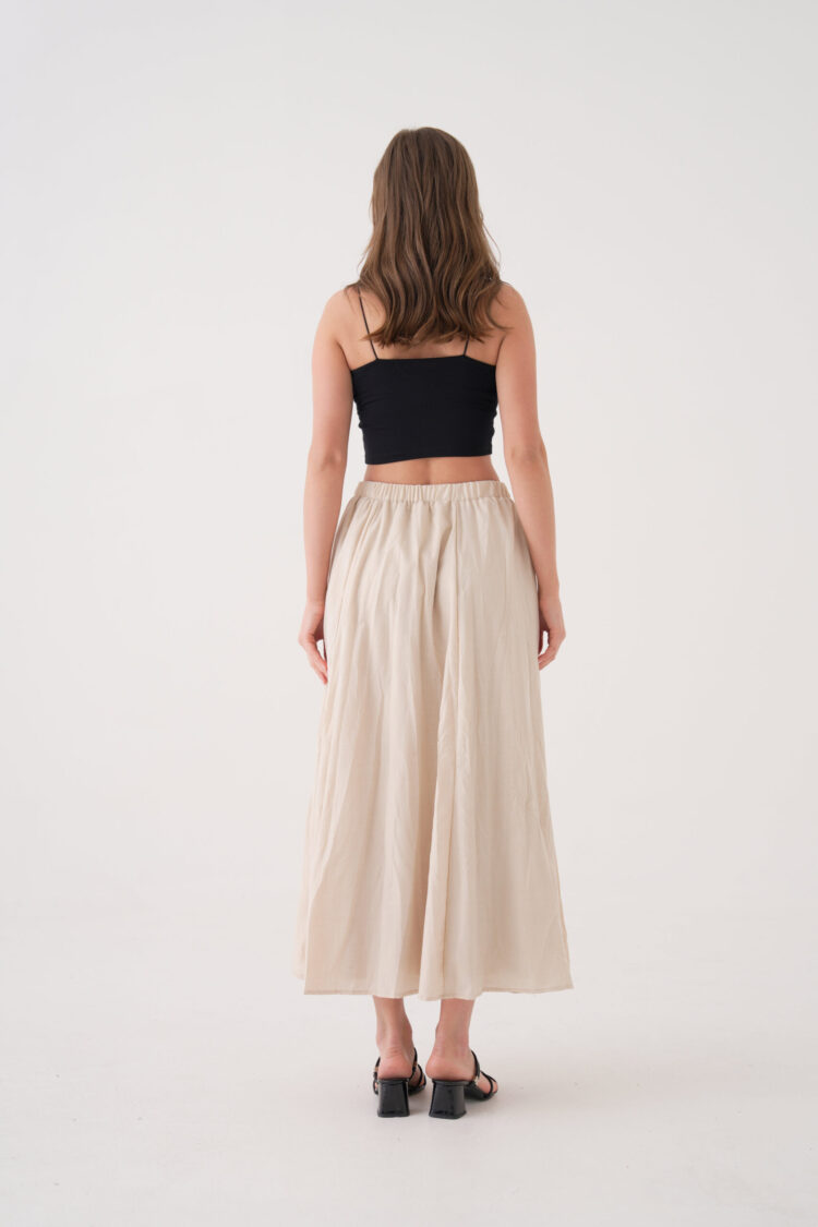 Voile Fabric Ruffle Long Lined Skirt 29062