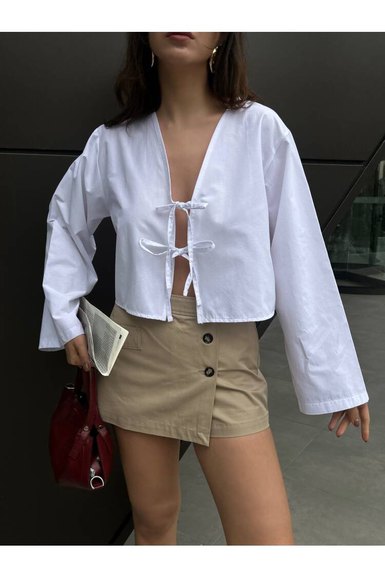 Poplin Front Tie Blouse 29085