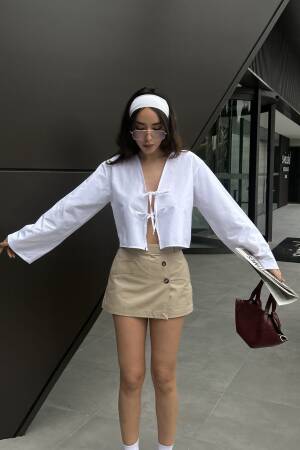 Poplin Front Tie Blouse 29085 - First Angels - Globality Store - Women Clothes Wholesale Turkey