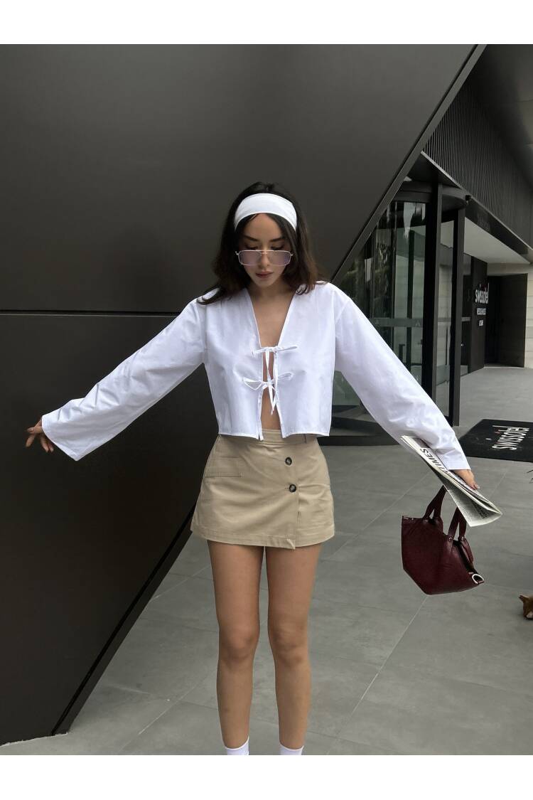 Poplin Front Tie Blouse 29085