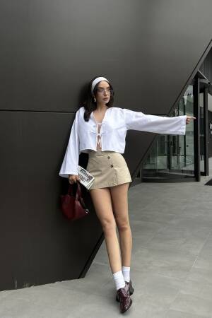 Poplin Front Tie Blouse 29085 - First Angels - Globality Store - Women Clothes Wholesale Turkey