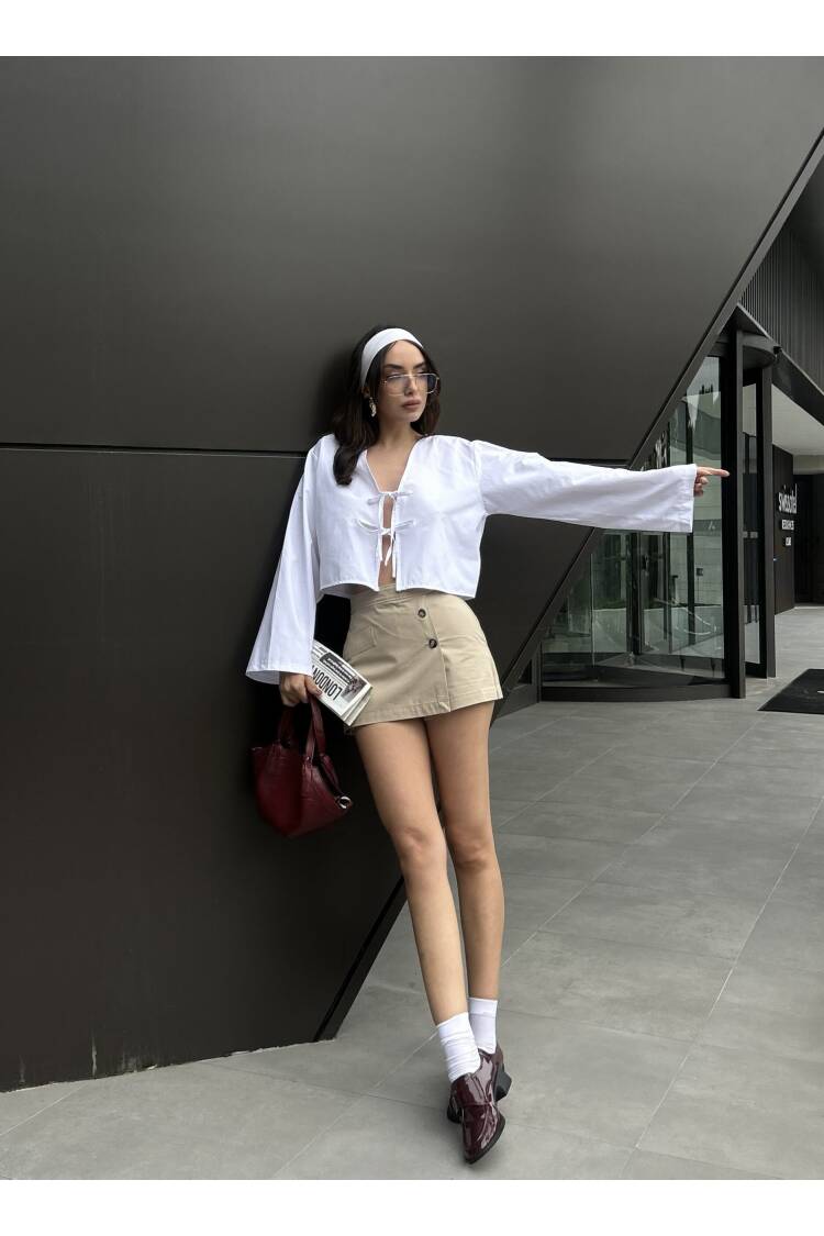 Poplin Front Tie Blouse 29085