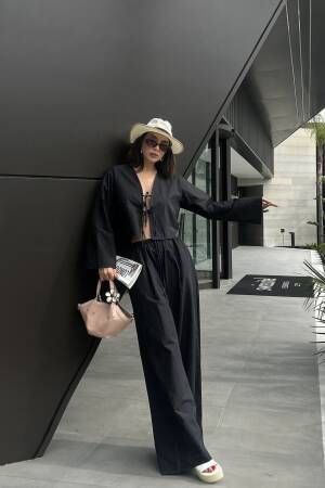 Poplin Fabric Waist Elastic Pocket Pants 29083 - First Angels - Globality Store - Women Clothes Wholesale Turkey