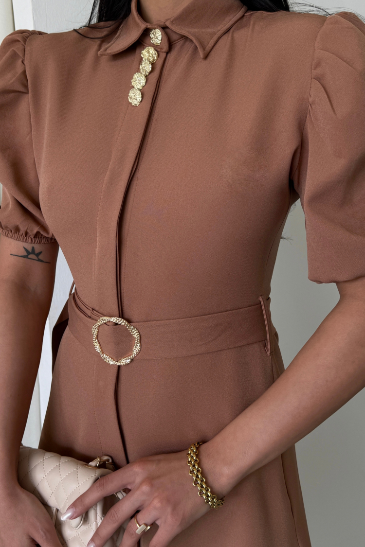 Collar Button Detailed Dress