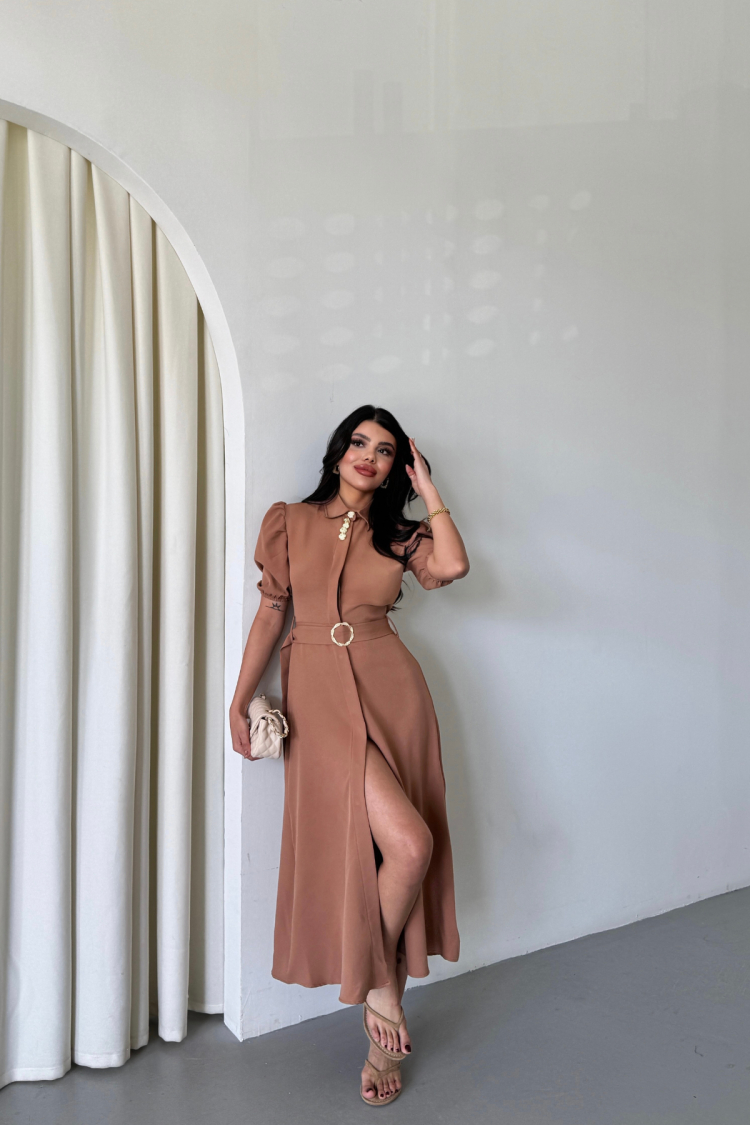 Collar Button Detailed Dress