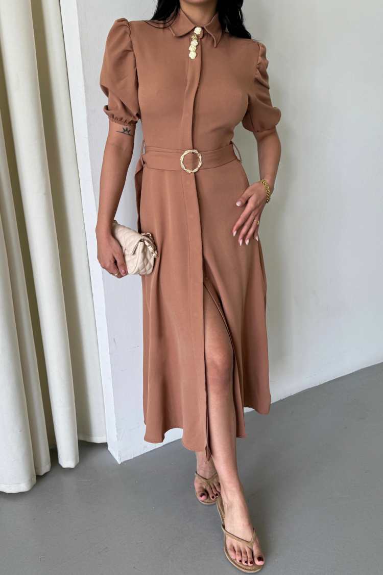 Collar Button Detailed Dress