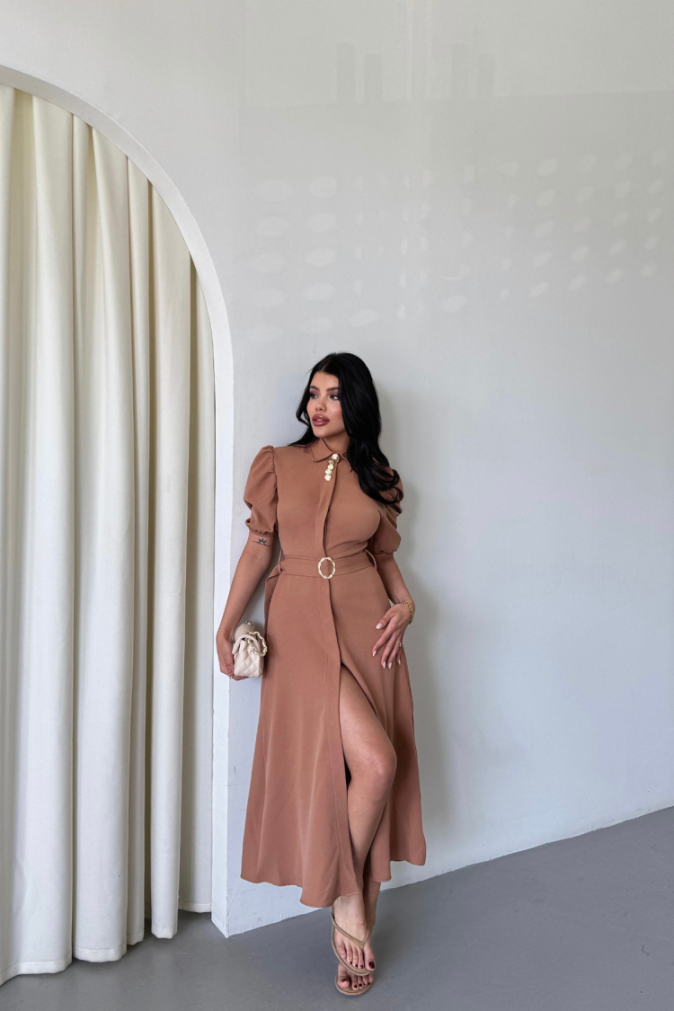 Collar Button Detailed Dress