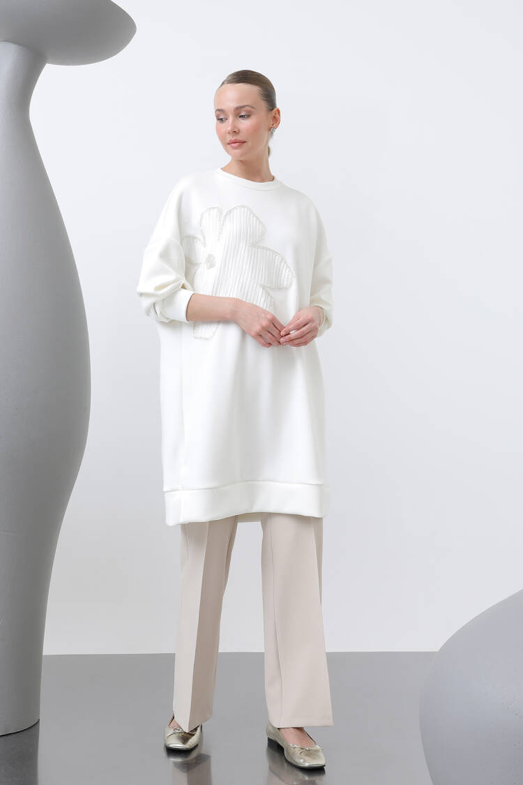 Women's Front Embroidered Garni Detailed Tunic - Puane - Globality Store - Women Clothes Wholesale Turkey