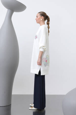 Women's Front And Back Embroidery Detailed Garnished Tunic - Puane - Globality Store - Women Clothes Wholesale Turkey
