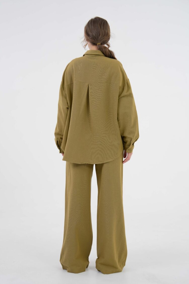 OilComplete Stone Shirt And Pants Bottom/Top Linen Suit 29079