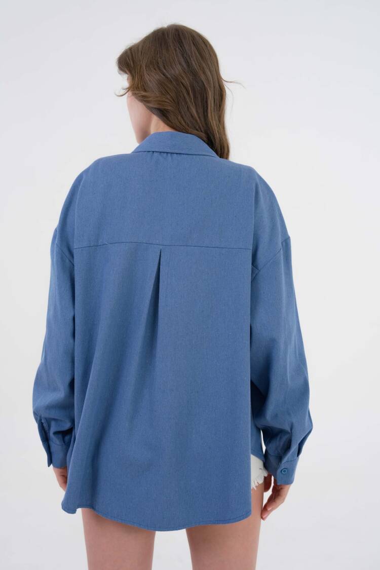 Pearl Stone Detailed Denim Shirt 29069