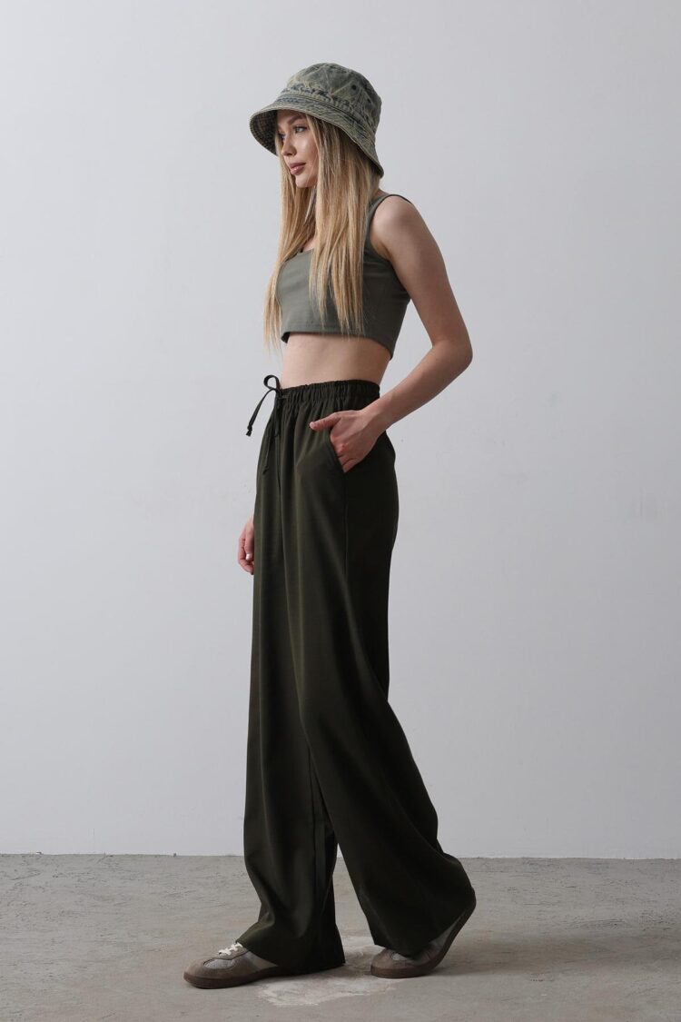 Wide Leg Pants With Elastic Waist