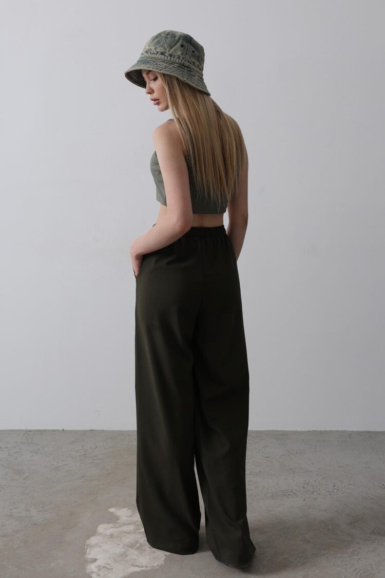 Wide Leg Pants With Elastic Waist