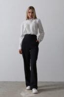 Half-Elastic Waist Palazzo Pants - Navy - Reyon - Globality Store - Women Clothes Wholesale Turkey