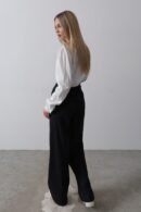 Half-Elastic Waist Palazzo Pants - Navy - Reyon - Globality Store - Women Clothes Wholesale Turkey
