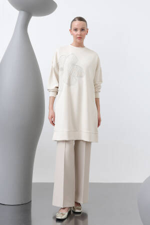 Front Embroidered Garni Detailed Tunic - Puane - Globality Store - Women Clothes Wholesale Turkey