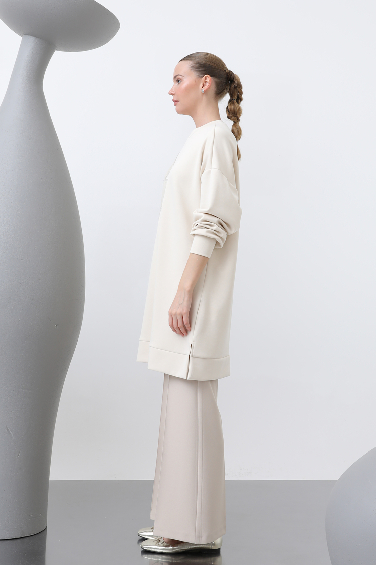 Front Embroidered Garni Detailed Tunic