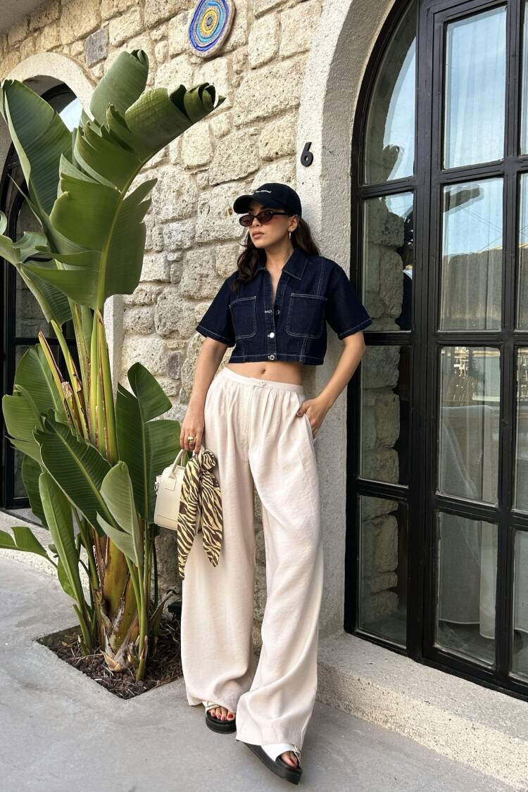 100% Modal Fabric Pleated Wide Cut Pants 29110 - First Angels - Globality Store - Women Clothes Wholesale Turkey