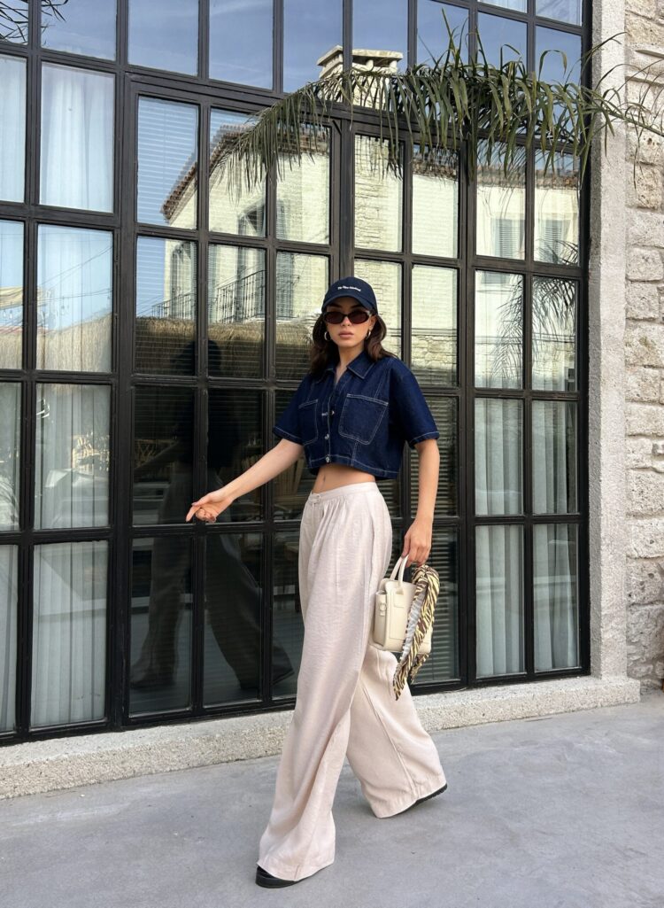 100% Modal Fabric Pleated Wide Cut Pants 29110