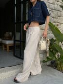 100% Modal Fabric Pleated Wide Cut Pants 29110 - First Angels - Globality Store - Women Clothes Wholesale Turkey