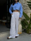 100% Modal Waist Elastic Front Seam Detailed Wide Cut Pants 29109 - First Angels - Globality Store - Women Clothes Wholesale Turkey