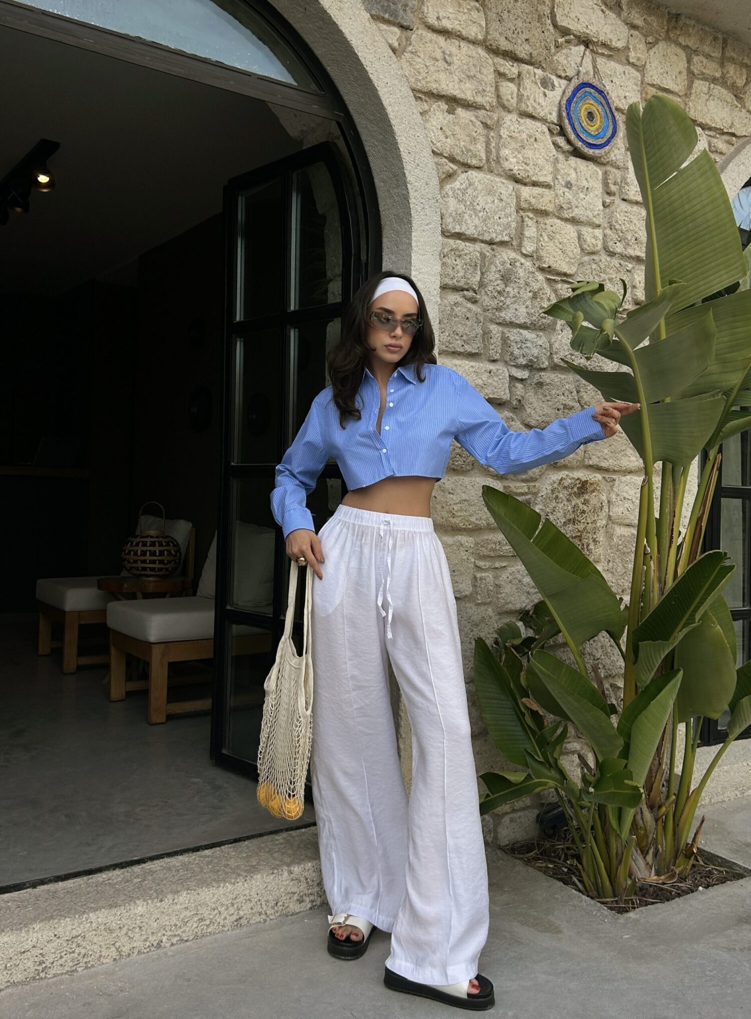 100% Modal Waist Elastic Front Seam Detailed Wide Cut Pants 29109 - First Angels - Globality Store - Women Clothes Wholesale Turkey