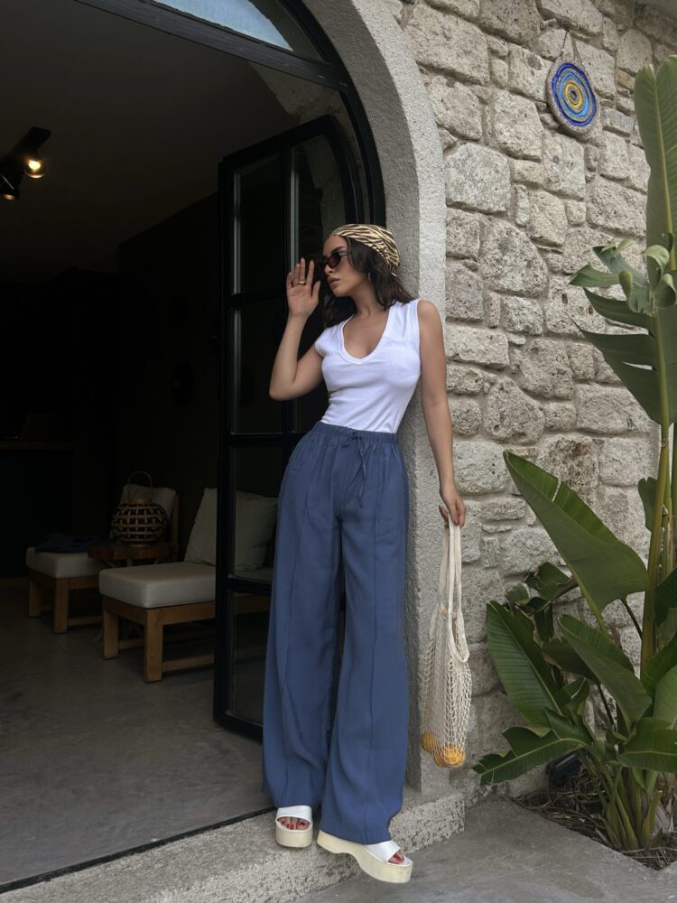 100% Modal Waist Elastic Front Seam Detailed Wide Cut Pants 29109 - First Angels - Globality Store - Women Clothes Wholesale Turkey