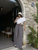 100% Modal Waist Elastic Front Seam Detailed Wide Cut Pants 29109 - First Angels - Globality Store - Women Clothes Wholesale Turkey