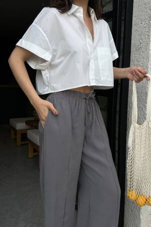 100% Modal Waist Elastic Front Seam Detailed Wide Cut Pants 29109 - First Angels - Globality Store - Women Clothes Wholesale Turkey