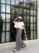 100% Modal Waist Elastic Front Seam Detailed Wide Cut Pants 29109 - First Angels - Globality Store - Women Clothes Wholesale Turkey