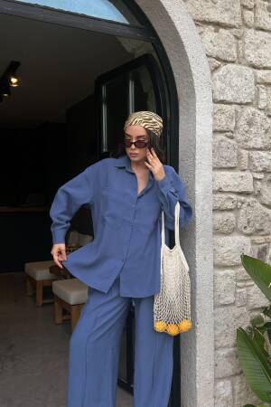 100% Modal Fabric Pocket Detailed Oversize Long Shirt 29108 - First Angels - Globality Store - Women Clothes Wholesale Turkey