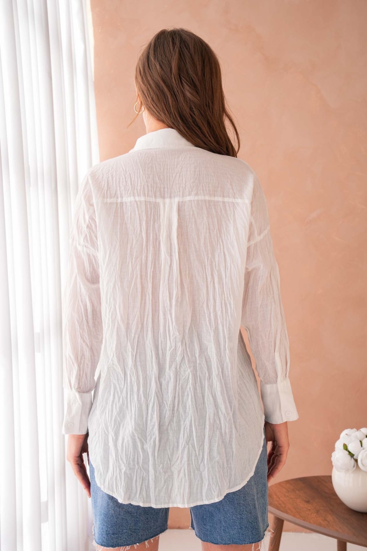 100% Cotton Slim Voile Frill Shirt 29034