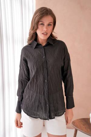 100% Cotton Slim Voile Frill Shirt 29034 - First Angels - Globality Store - Women Clothes Wholesale Turkey