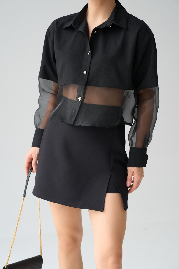 Semi-Transparent Shirt - Black