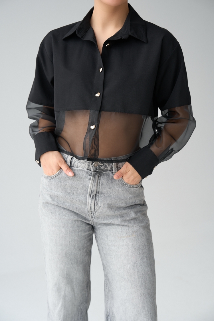 Semi-Transparent Shirt - Black