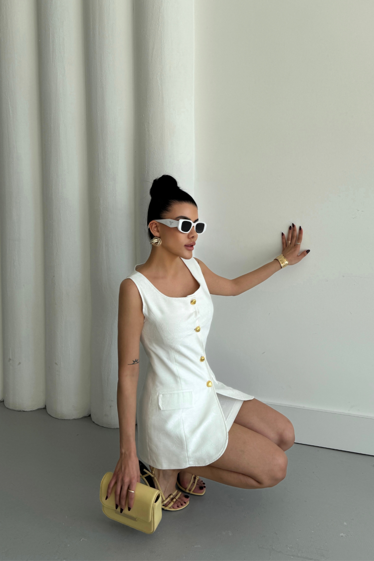 Jacquard Linen Vest Short Skirt Set
